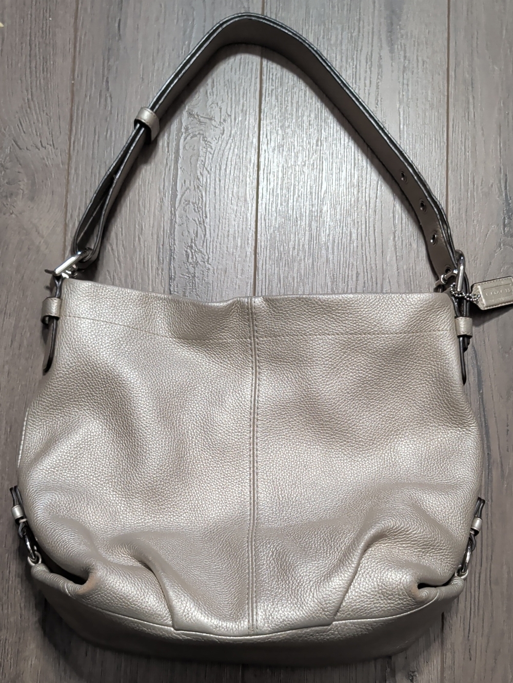Coach Leather Madison Sofia Satchel Metallic Silver/Pebble Tone